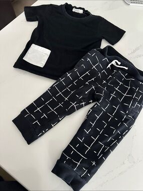 Miles black matching set 18 months short sleeve shirt and sweat pants